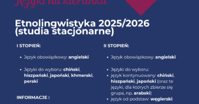 Informacje dla kandydatów – specjalności i języki na Wydziale Etnolingwistyki w roku akademickim 2025/2026