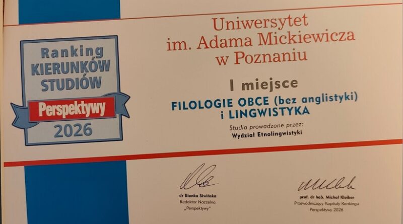 Pierwsze miejsce w rankingu kierunków studiów Perspektywy 2026